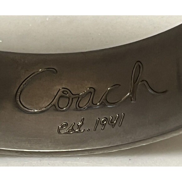 Coach Bangle Bracelet Stackable Enamel POLKA DOT Signature Logo Silver Plate Y2K - Picture 5 of 6